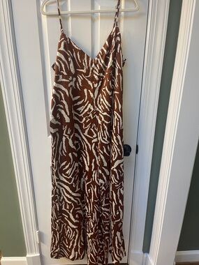 Anthropologie Brown and Cream Printed Jumpsuit!